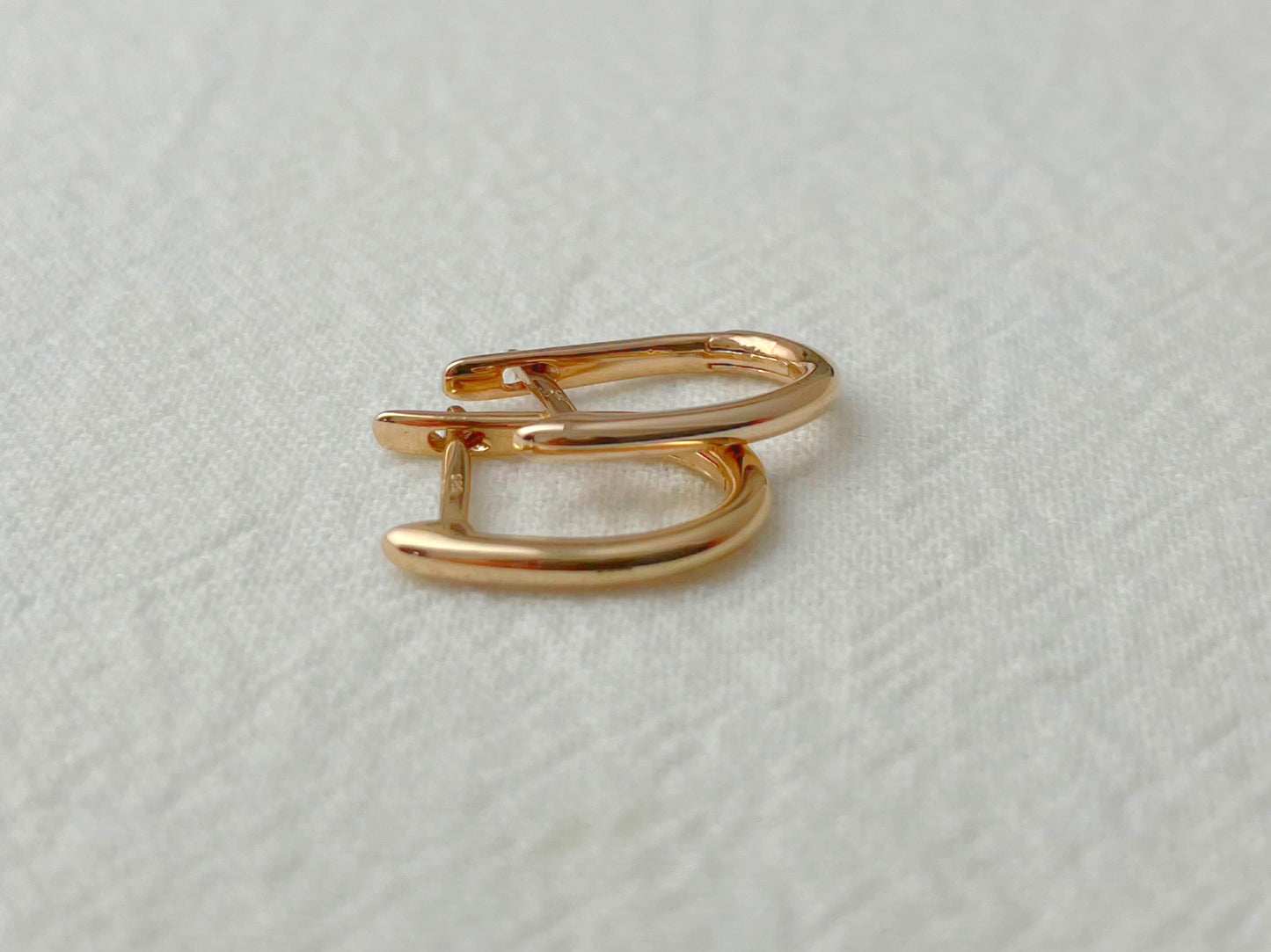 14K Rose Gold Oval Huggie Earrings