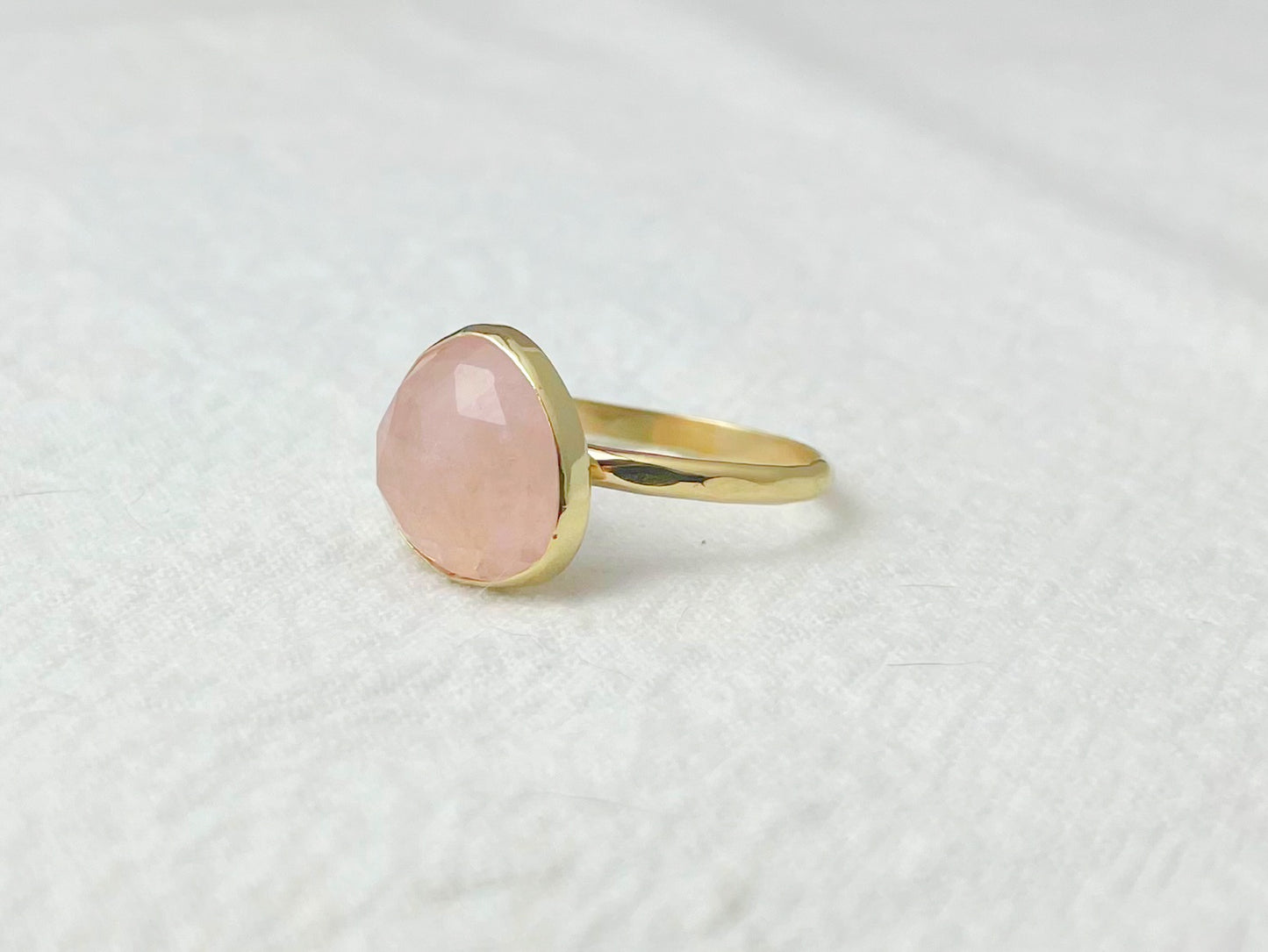 Peony 14K Gold Rose Quartz Ring, Size 7.75