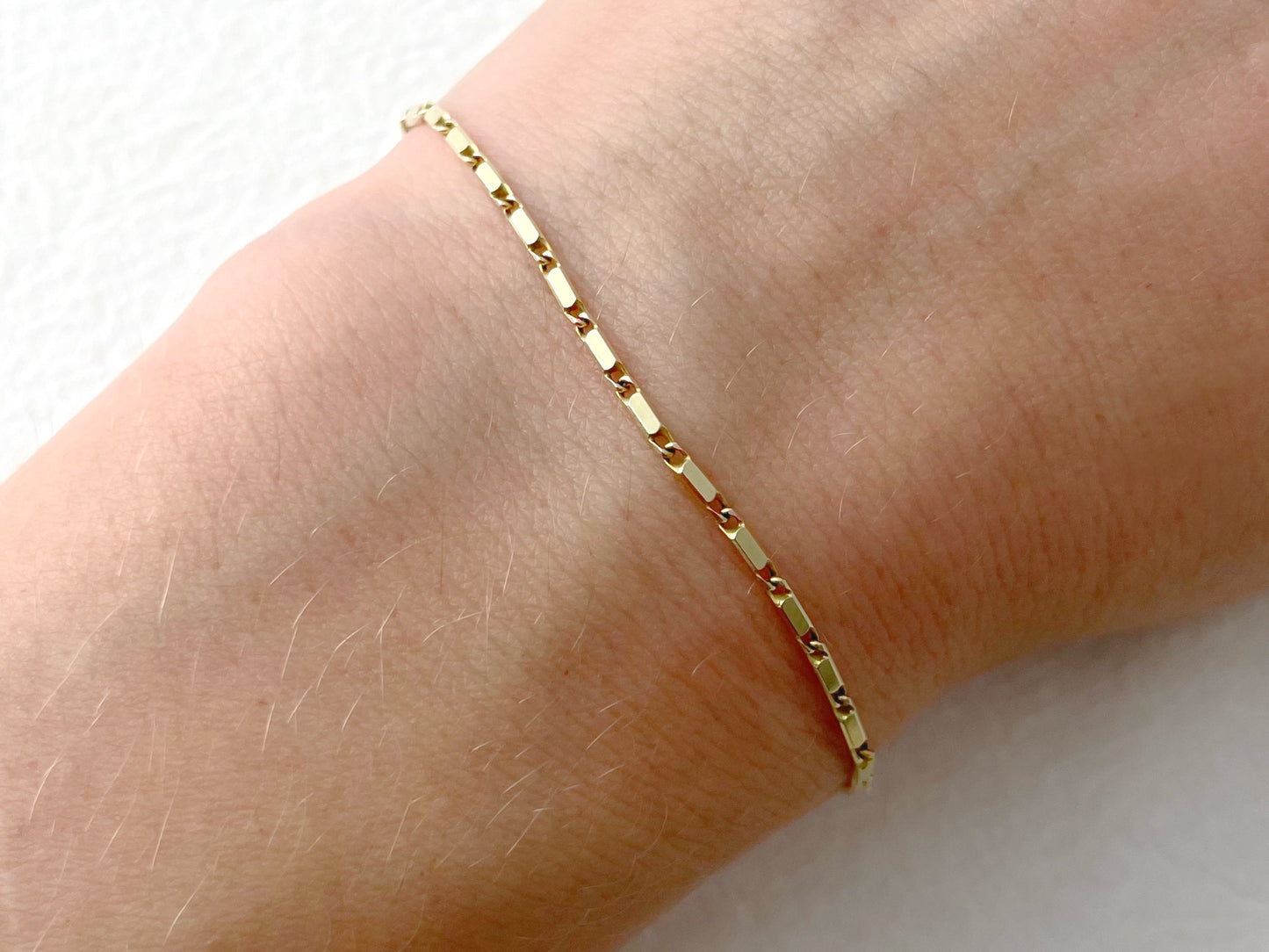 14k Gold Bar Chain Bracelet