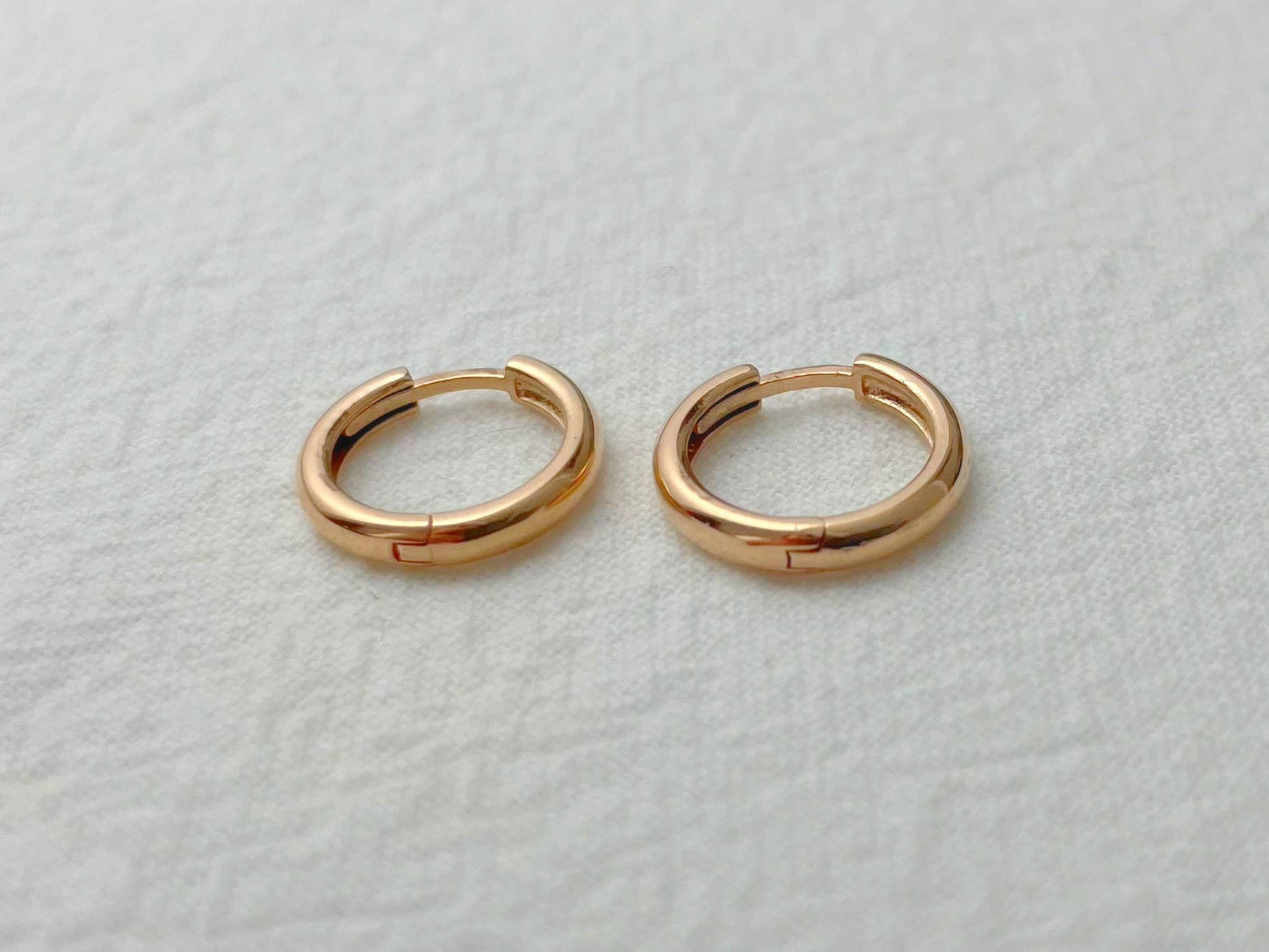 14K Rose Gold Small Huggie Earrings
