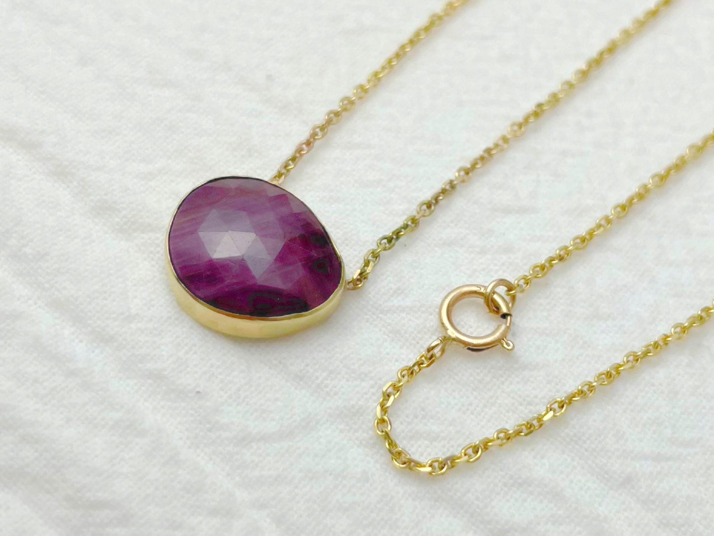 Crimson 14K Gold Ruby Pendant Necklace