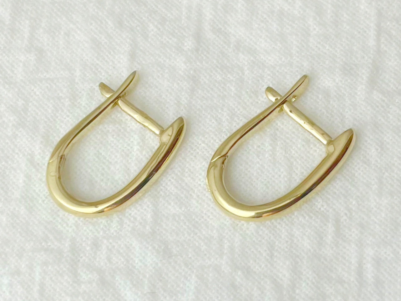 Pair of gold hoop earrings on a white background