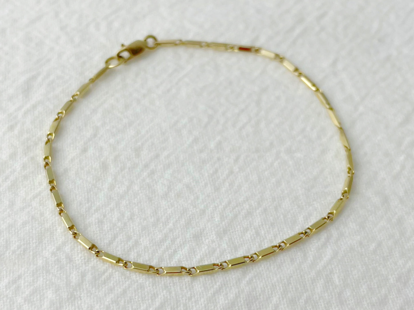 14k Gold Bar Chain Bracelet