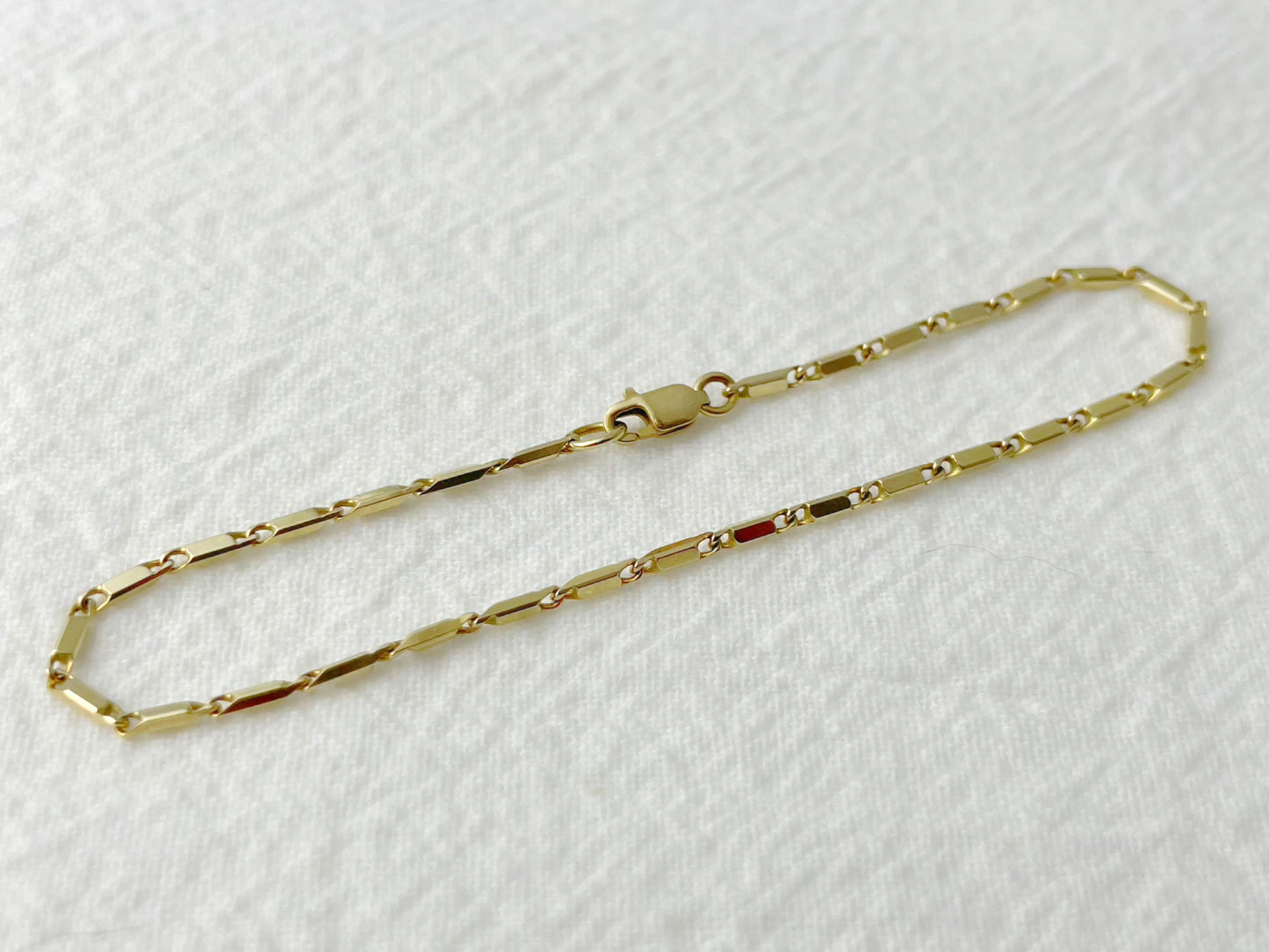 14k Gold Bar Chain Bracelet