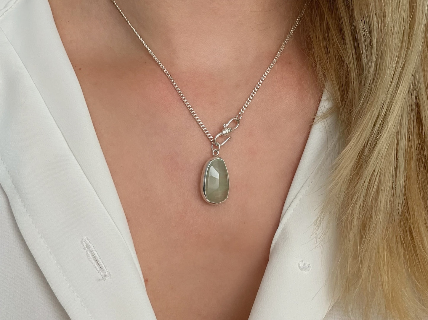 Celadon Dream – Silver Prehnite Necklace