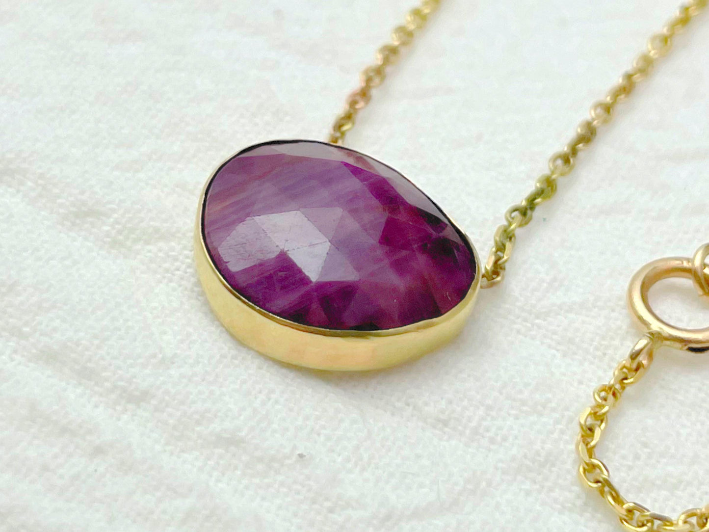 Crimson 14K Gold Ruby Pendant Necklace