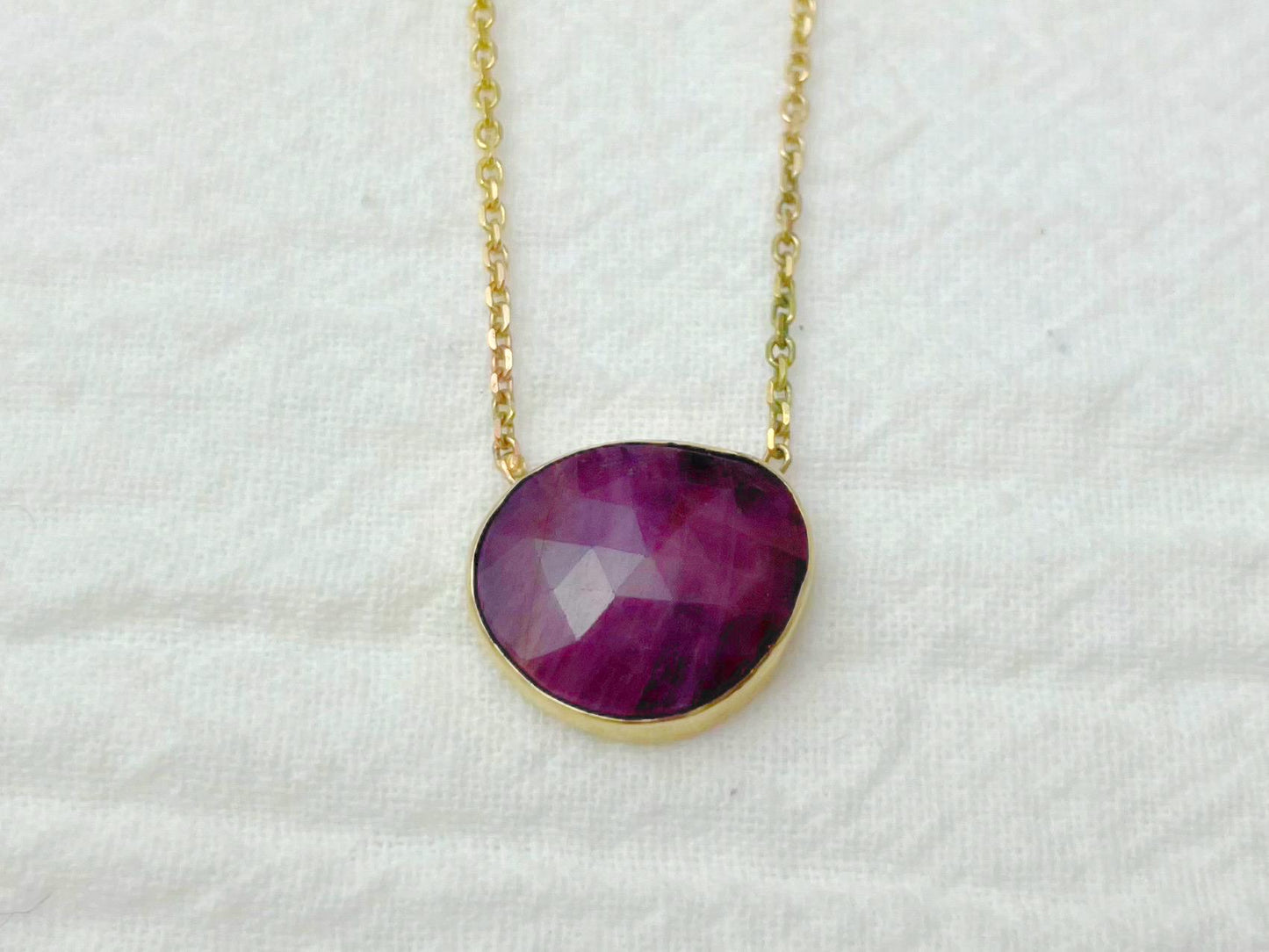 Crimson 14K Gold Ruby Pendant Necklace