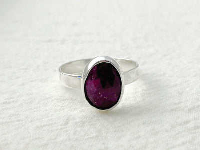 Crimson Dawn - Silver Ruby Ring - Size 7