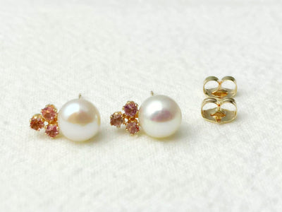 Bloom 14k Gold Pearl & Pink Tourmaline Stud Earrings