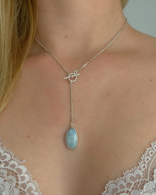 Ocean Whisper – Silver Blue Opal Necklace