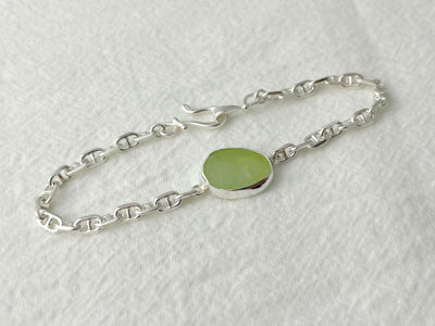 Verdant Glow – Silver Prehnite Bracelet