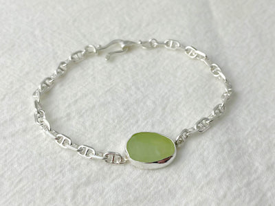 Verdant Glow – Silver Prehnite Bracelet