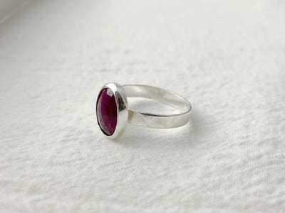 Crimson Dawn - Silver Ruby Ring - Size 7
