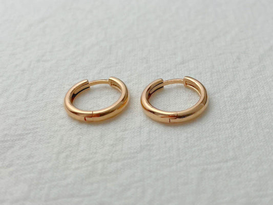 14K Rose Gold Small Huggie Earrings