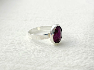Crimson Dawn - Silver Ruby Ring - Size 7