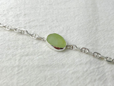 Verdant Glow – Silver Prehnite Bracelet
