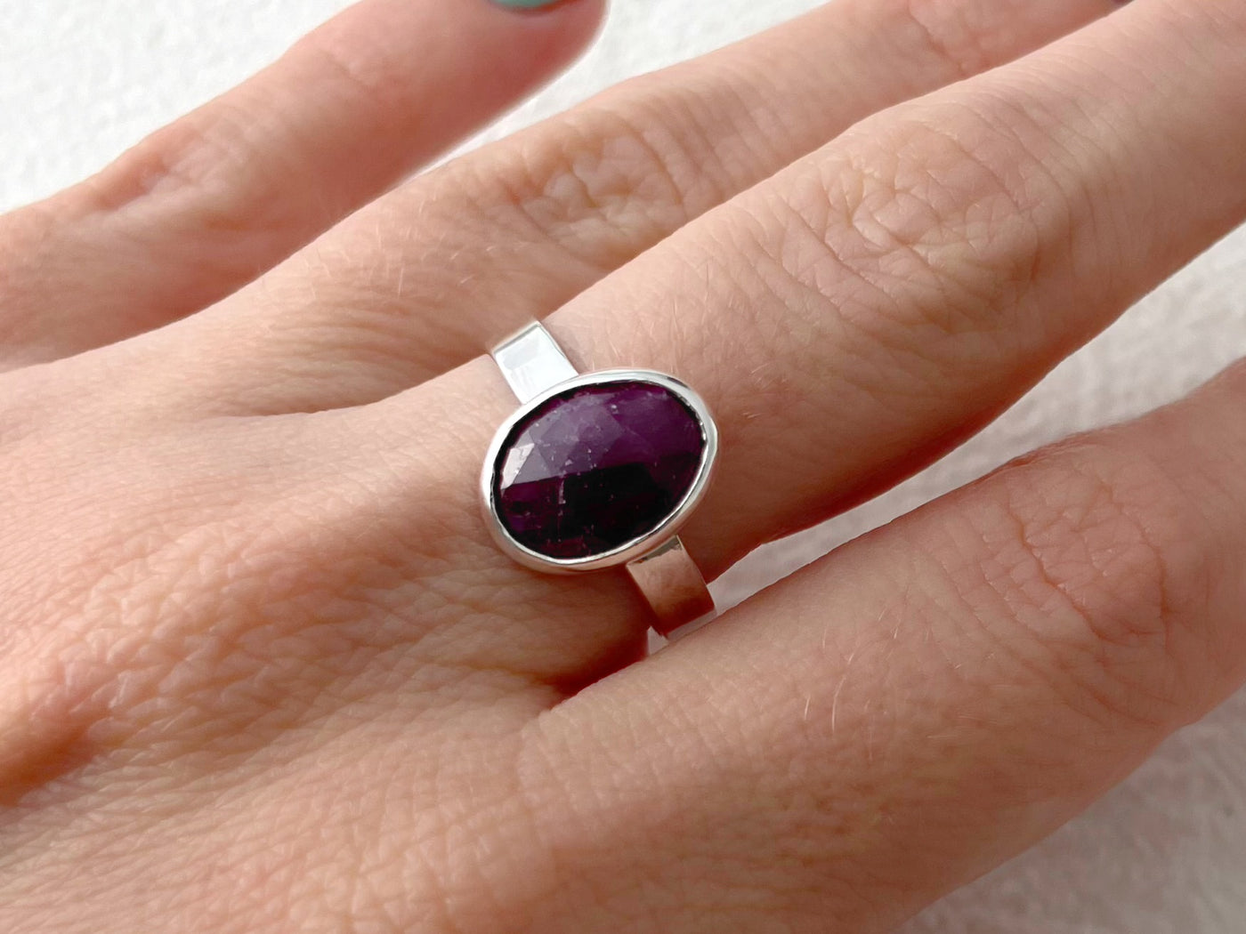 Crimson Dawn - Silver Ruby Ring - Size 7