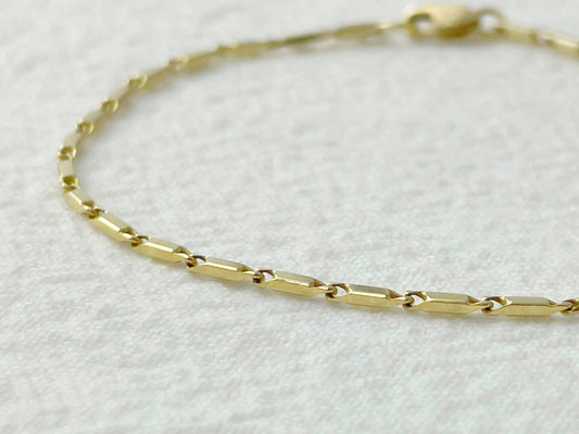 14k Gold Bar Chain Bracelet