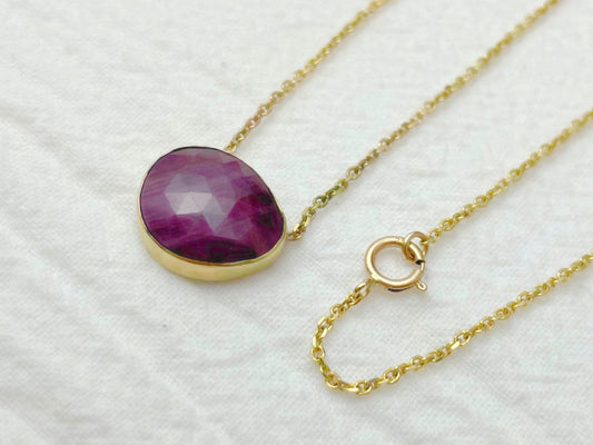 Crimson 14K Gold Ruby Pendant Necklace