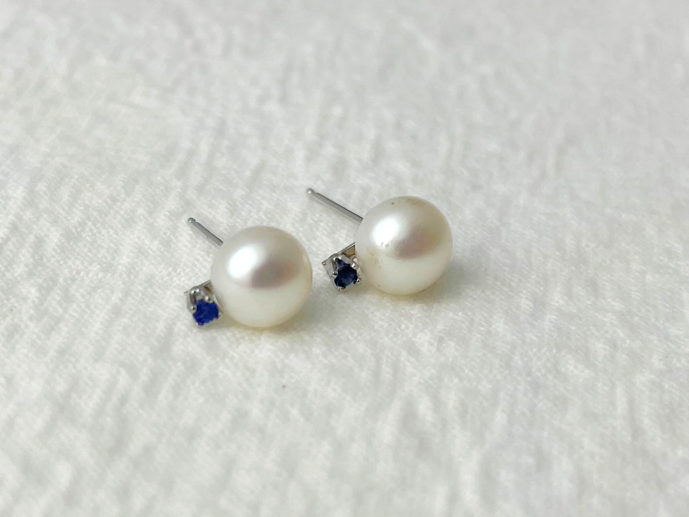 Nocturne 14k Gold Pearl & Sapphire Stud Earrings