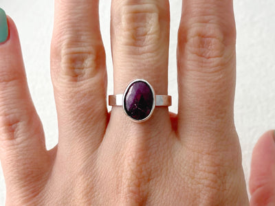 Crimson Dawn - Silver Ruby Ring - Size 7