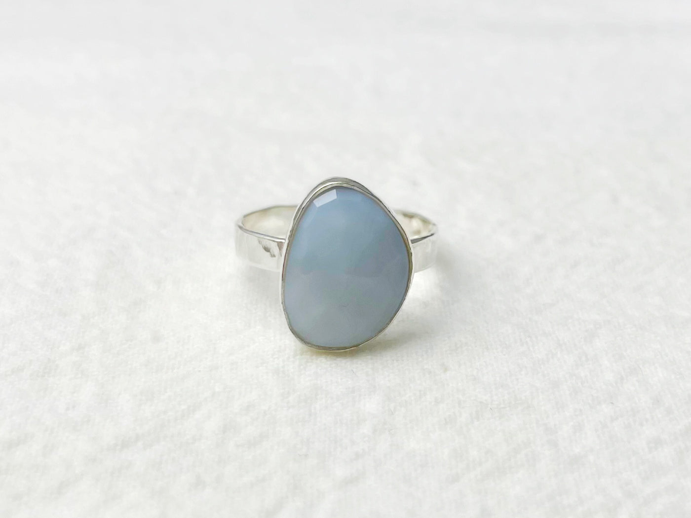 Skylight Silver Blue Opal Ring - Size 7.75
