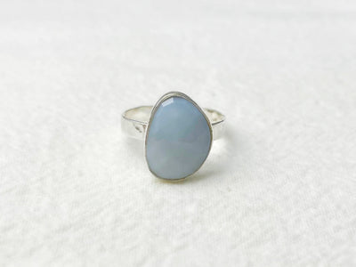 Skylight Silver Blue Opal Ring - Size 7.75