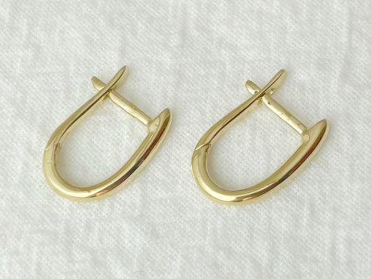 Pair of gold hoop earrings on a white background