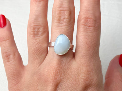 Skylight Silver Blue Opal Ring - Size 7.75