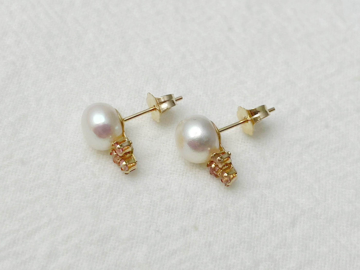 Bloom 14k Gold Pearl & Pink Tourmaline Stud Earrings