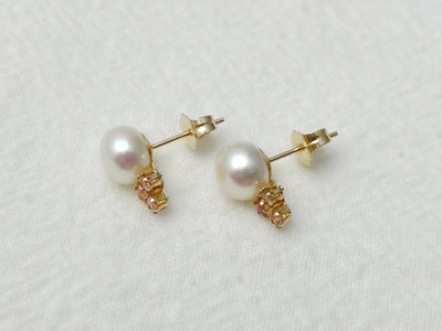 Bloom 14k Gold Pearl & Pink Tourmaline Stud Earrings