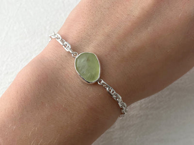 Verdant Glow – Silver Prehnite Bracelet