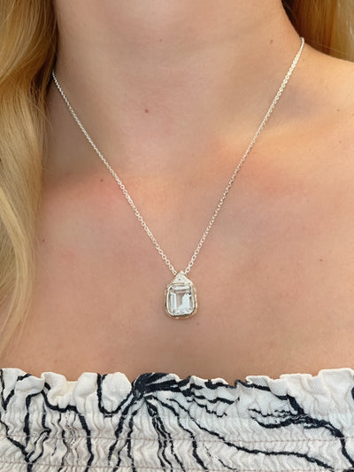 Crystal Tide – Silver White Topaz Pendant