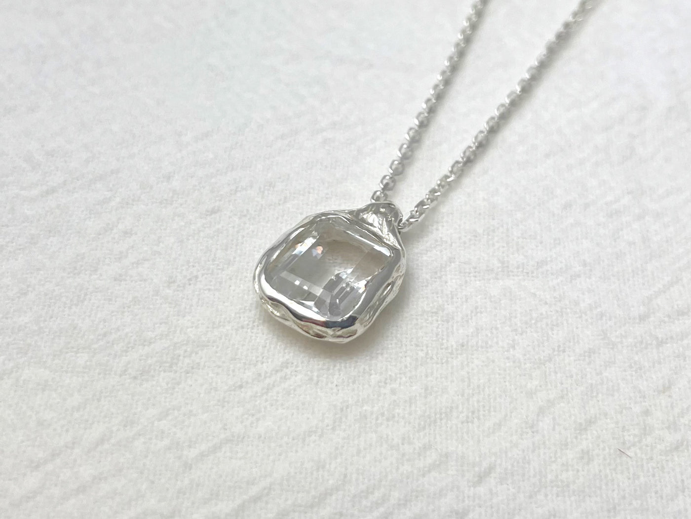Crystal Tide – Silver White Topaz Pendant
