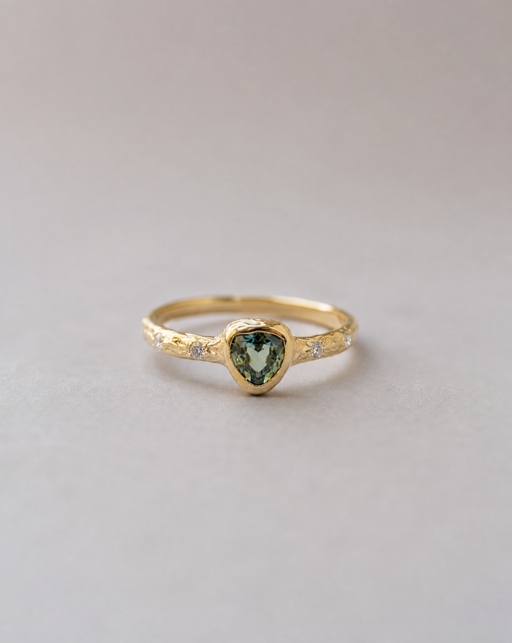 Celine 14K Gold Green Sapphire Ring