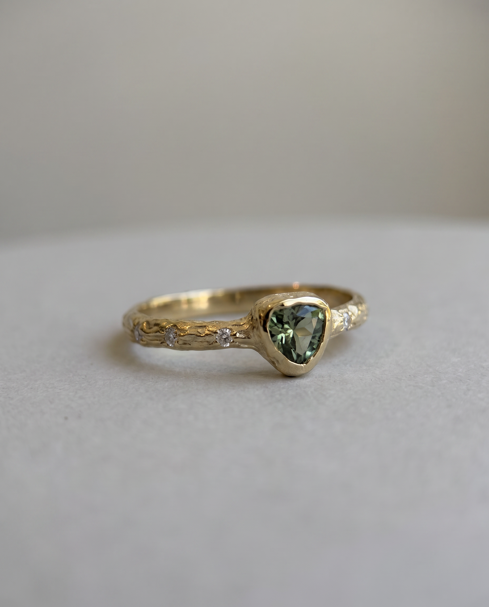 Celine 14K Gold Green Sapphire Ring