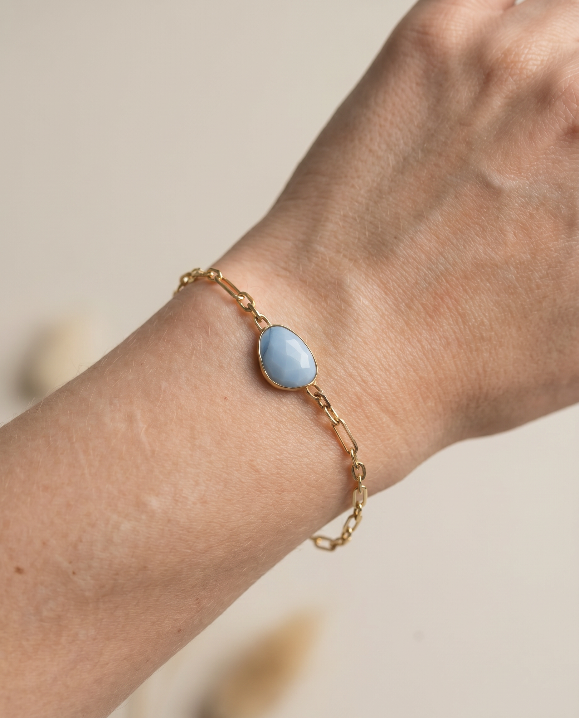 Chloe 14K Gold Blue Opal Bracelet