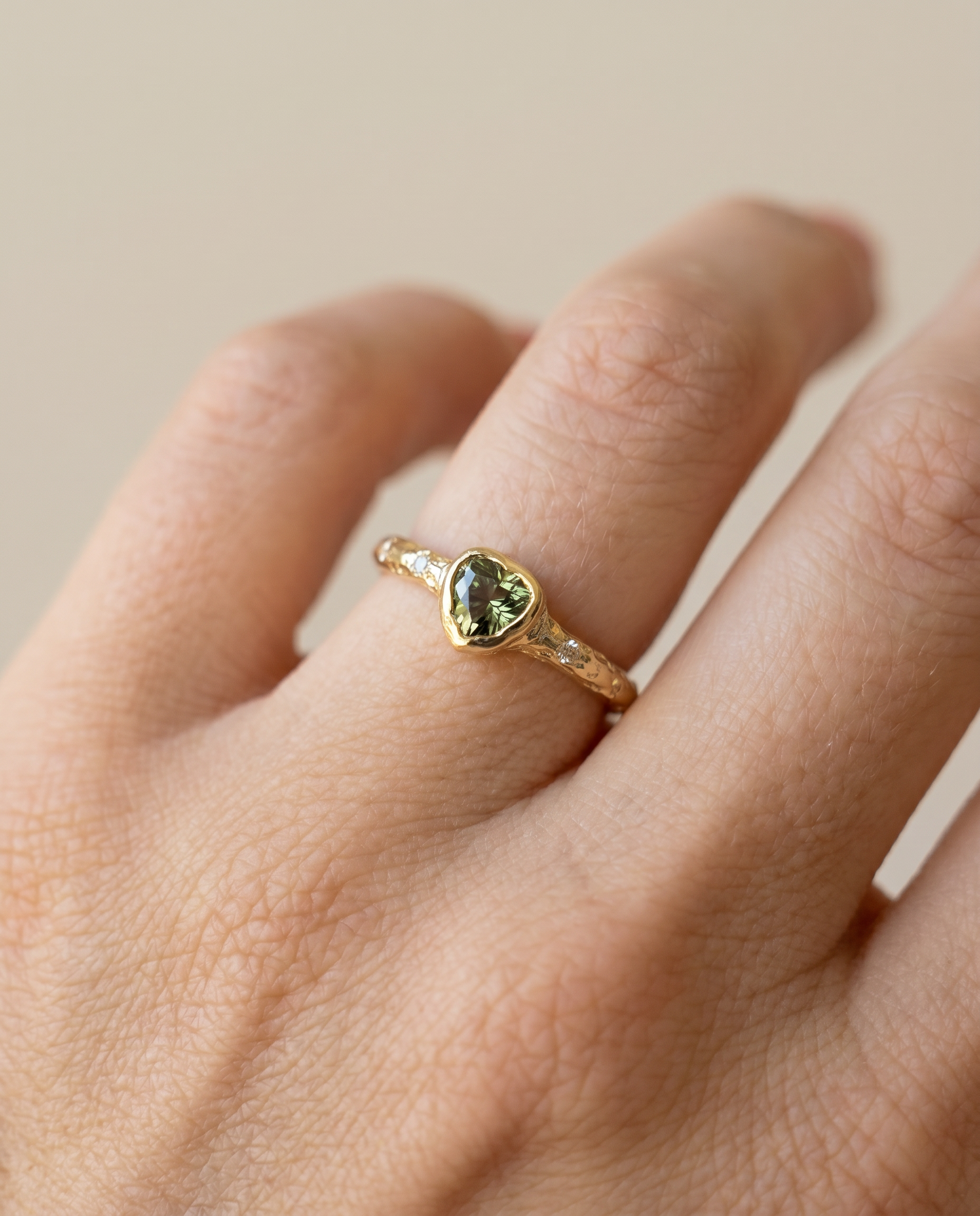 Celine 14K Gold Green Sapphire Ring