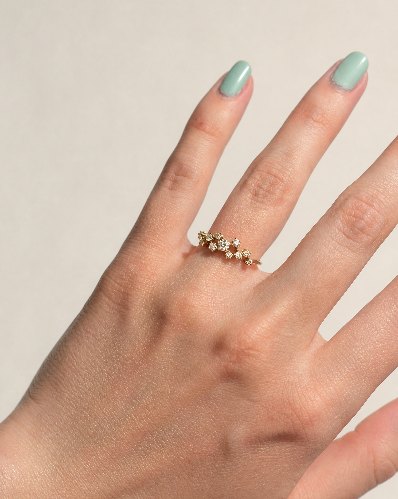 14k Gold Moissanite Cluster Ring - Size 6
