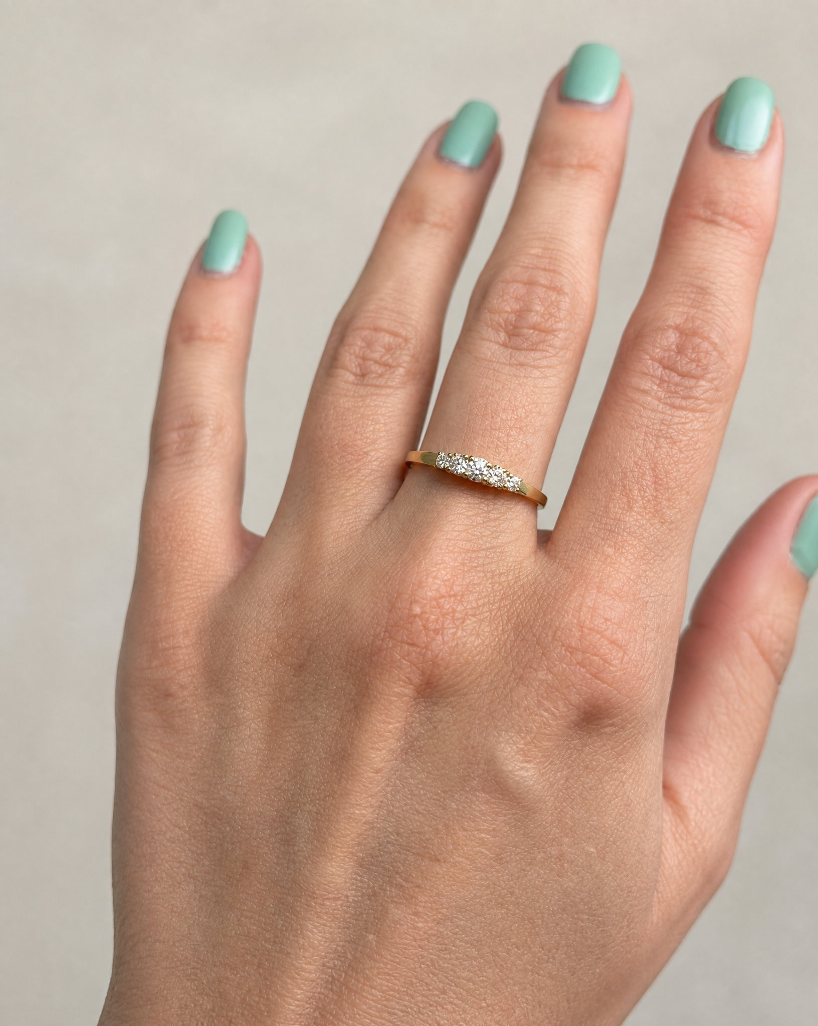 14K Gold Five-Stone Moissanite Graduated Band - Size 7