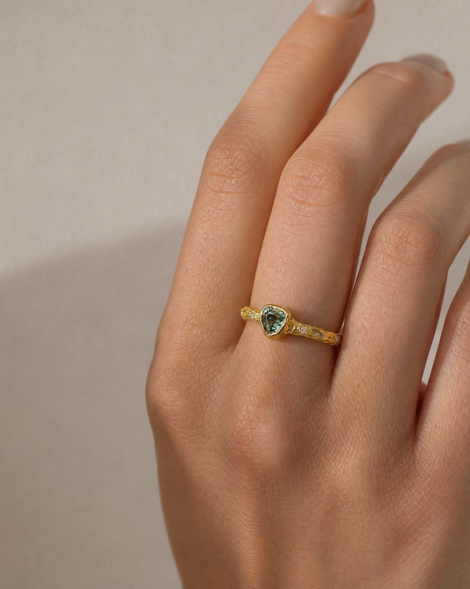 Celine 14K Gold Green Sapphire Ring
