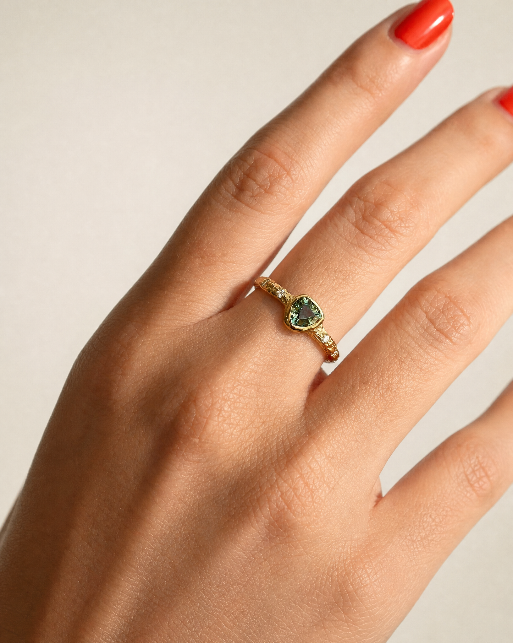 Celine 14K Gold Green Sapphire Ring