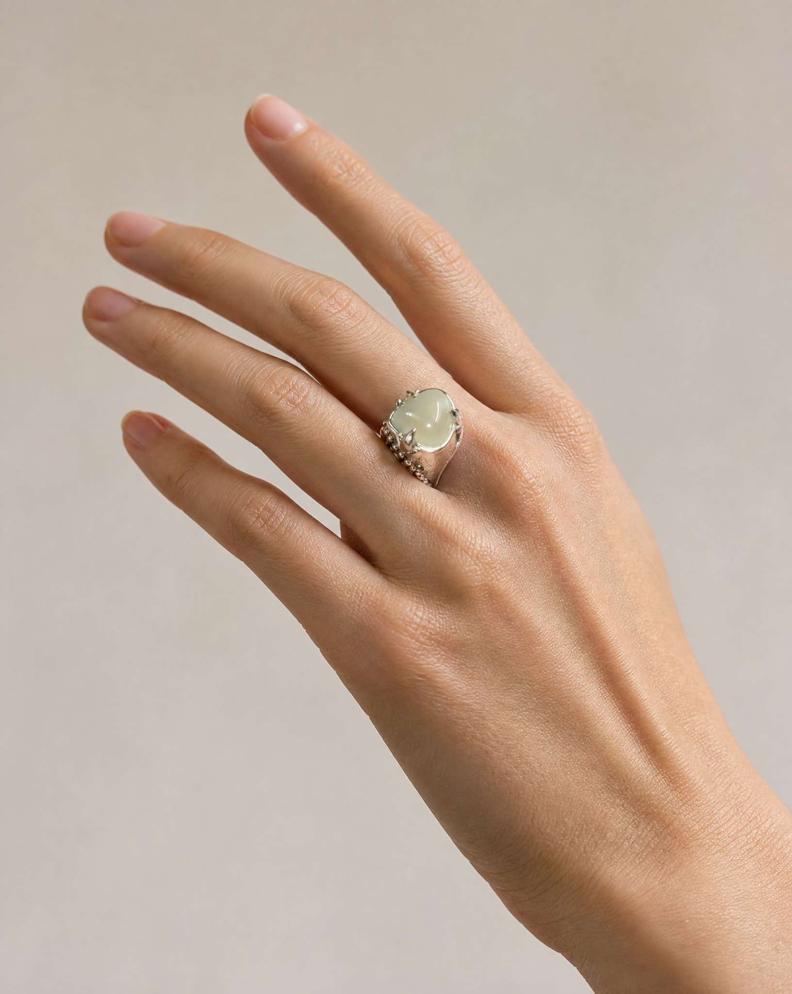Blanche Sterling Silver Prehnite - Size 6.5