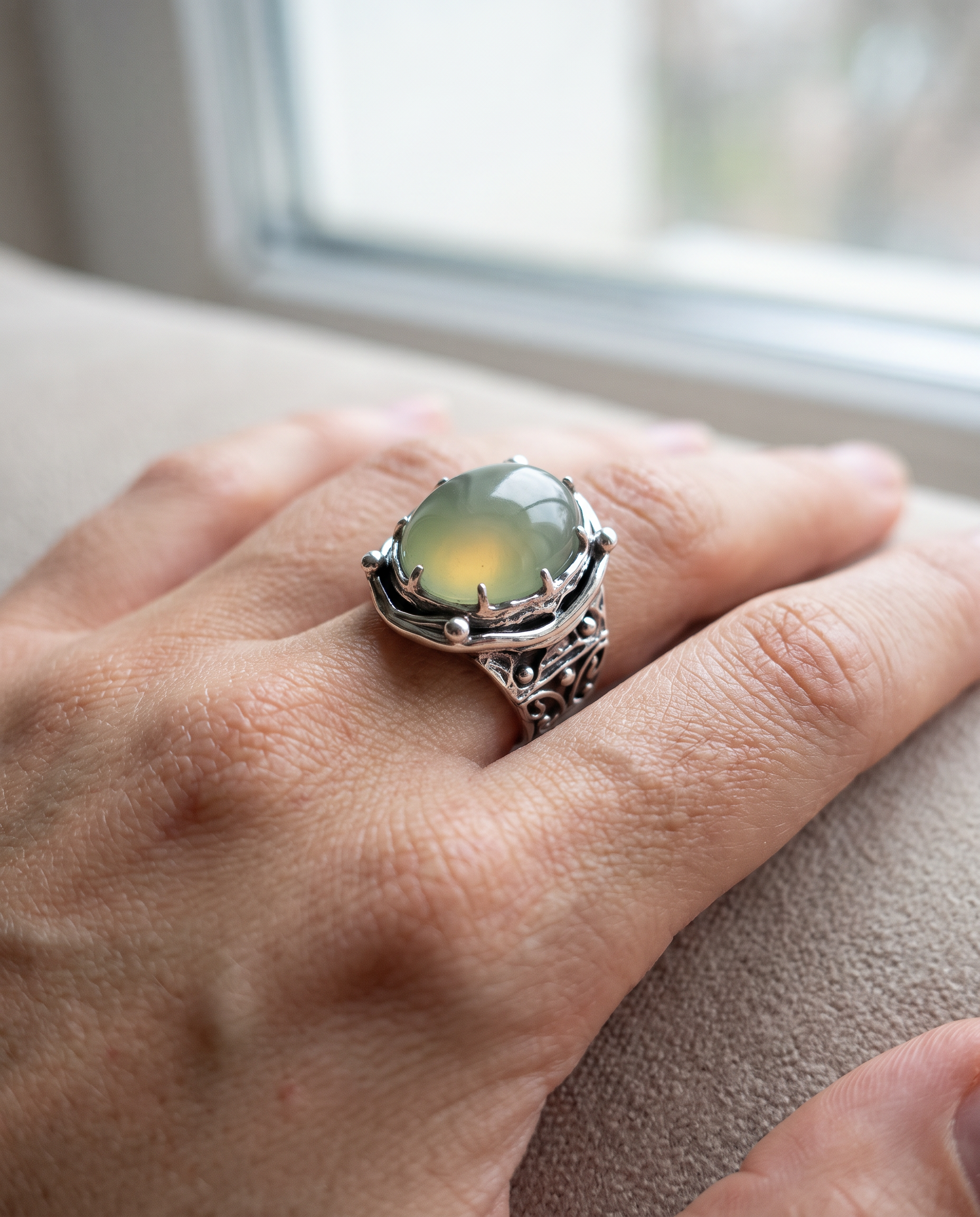 Mathilde Sterling Silver Moonstone Ring - Size 7
