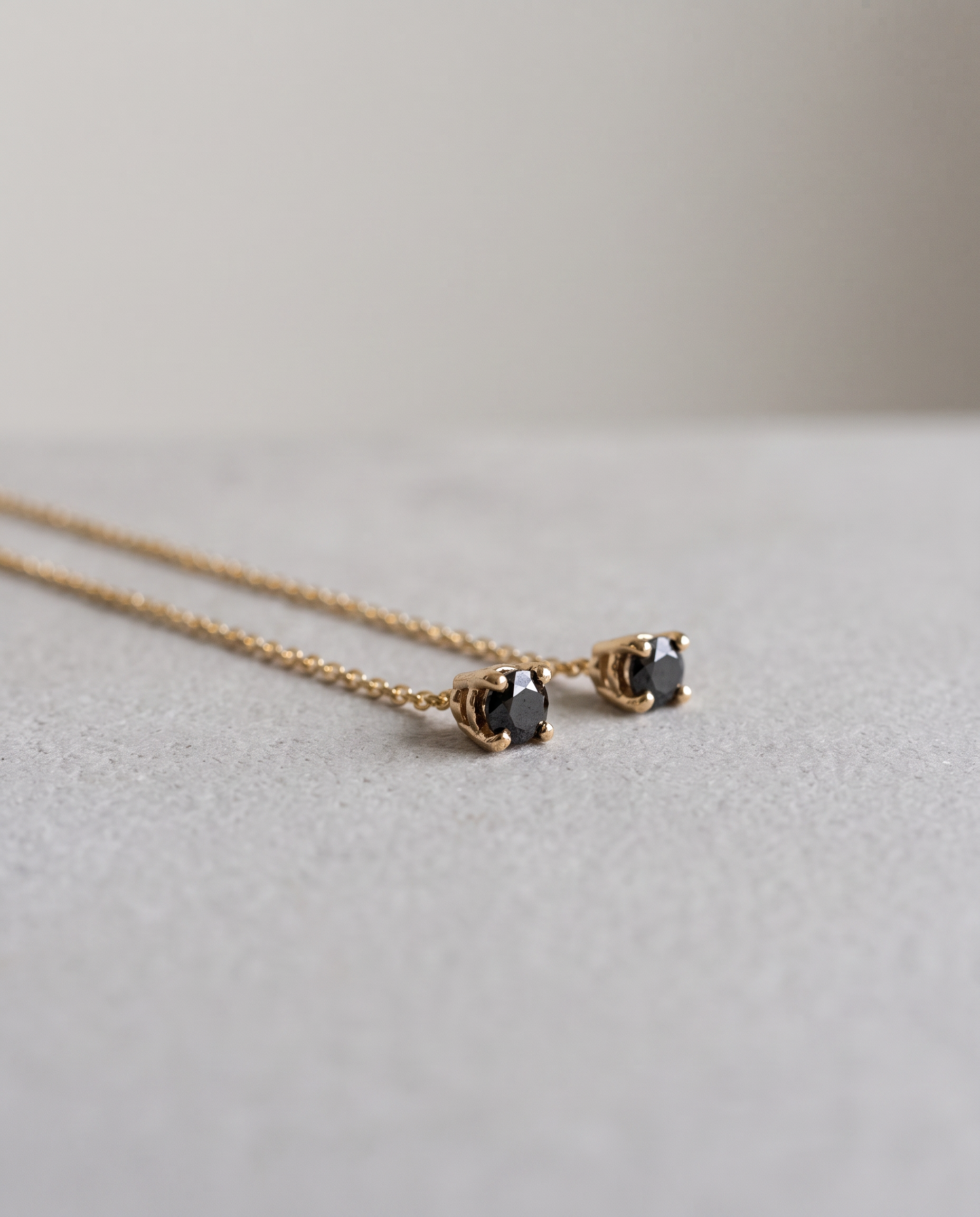 Sylvie 14K Gold Black Diamond Threader Earrings
