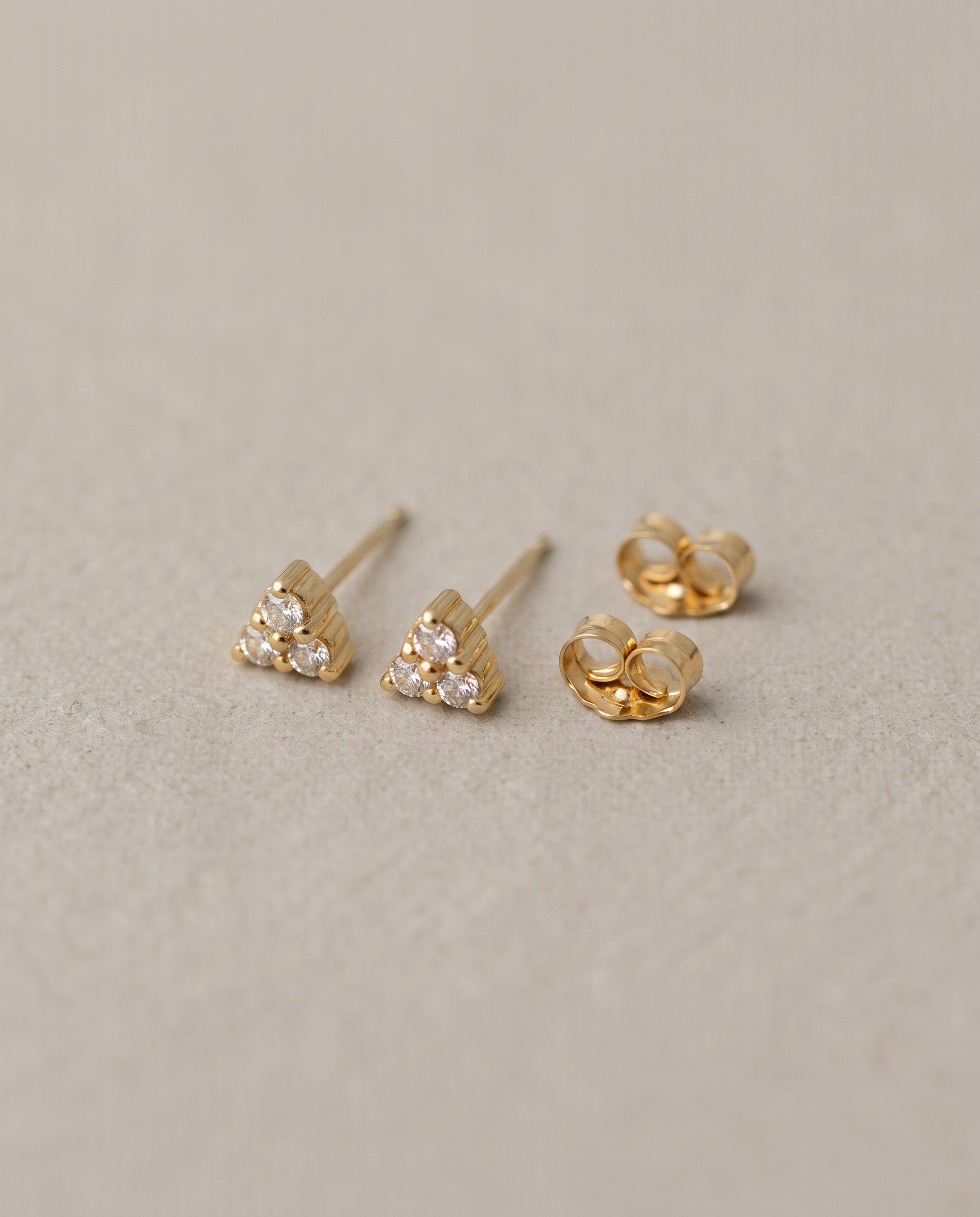 Trinity 14K Gold White Diamonds Studs