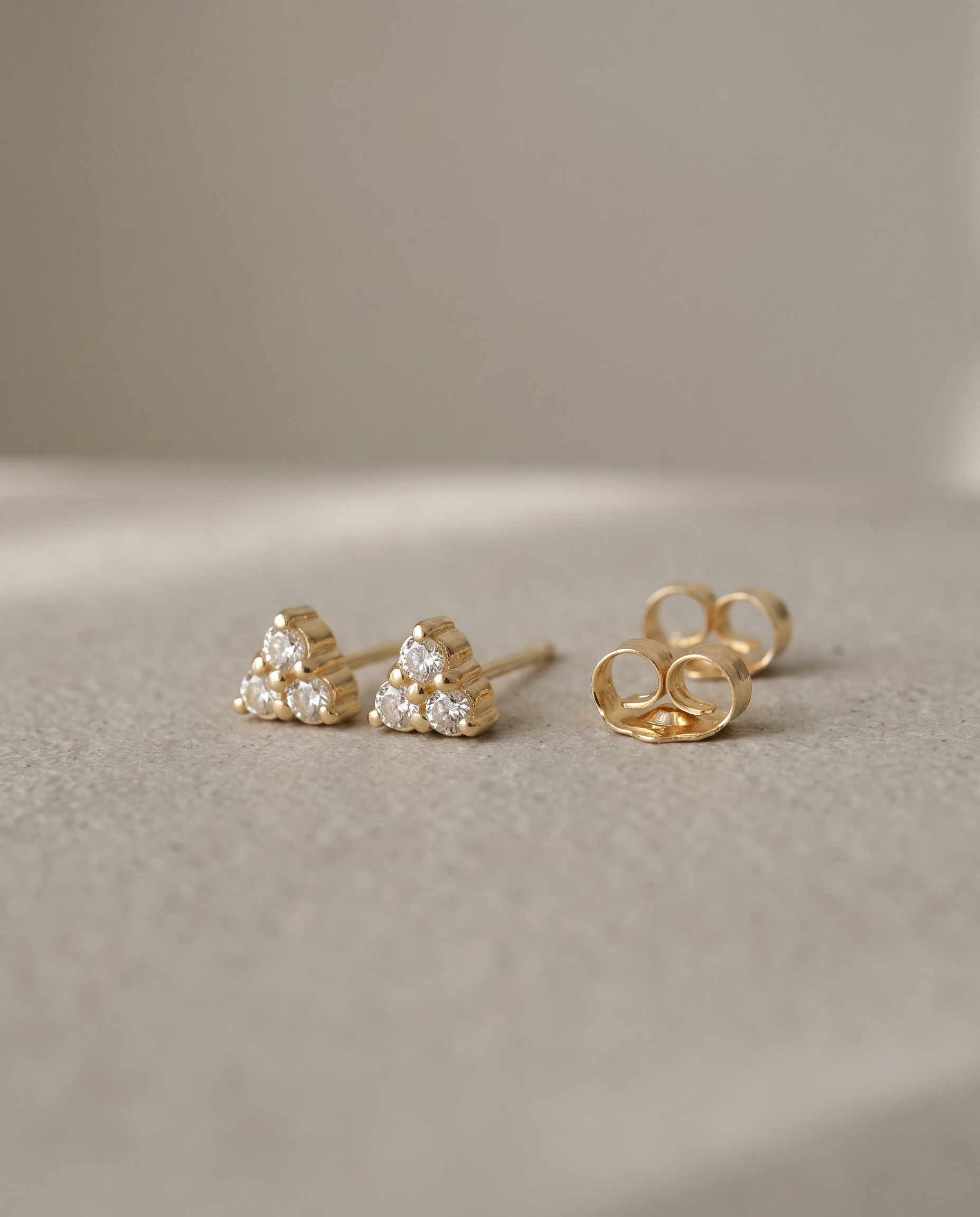 Trinity 14K Gold White Diamonds Studs