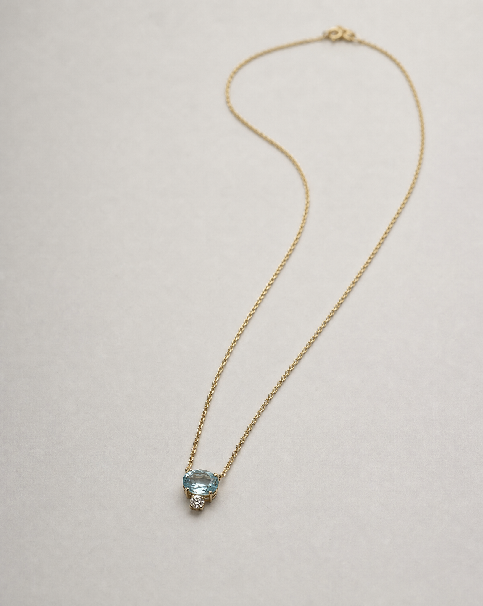 14k Gold Aquamarine & Moissanite Necklace