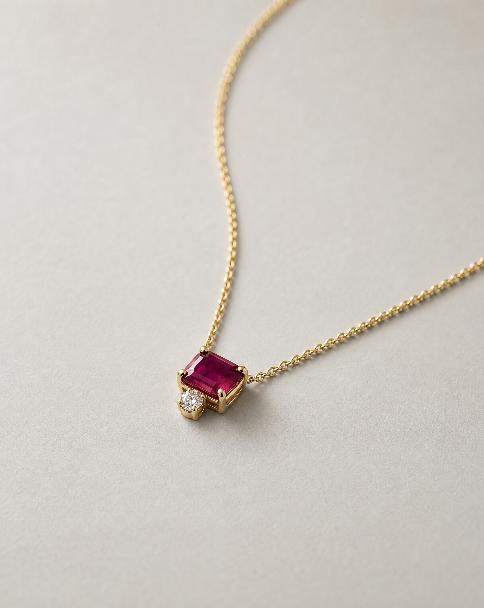 14K Gold Pink Topaz Two-Stone Necklace