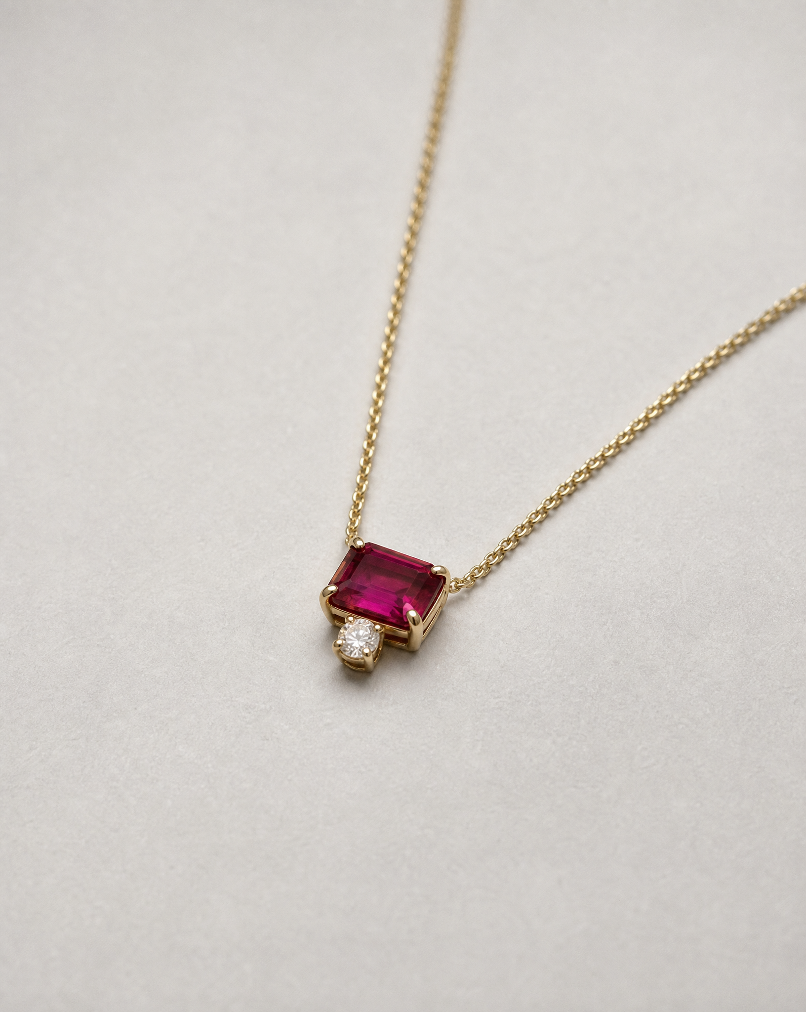 14K Gold Pink Topaz Two-Stone Necklace